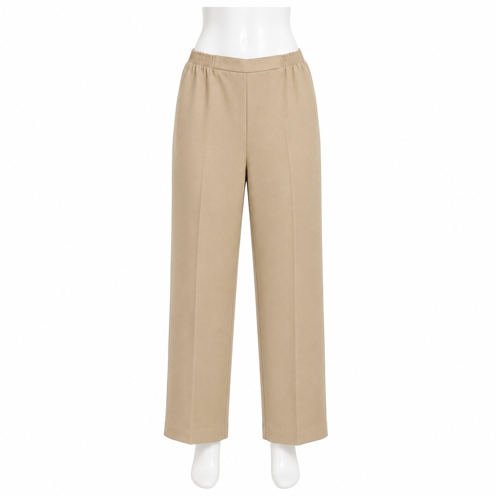 Drapers & Damons Petite Pull On Dress Pants Beige Elastic Waist Womens 10P USA